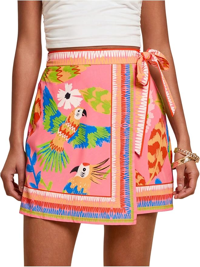 Women's Wrap Mini Skirt Summer Boho Skirts
