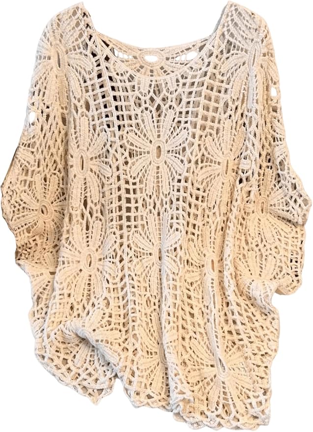 Plus Size Crochet Tops Boho Beach Cover Ups